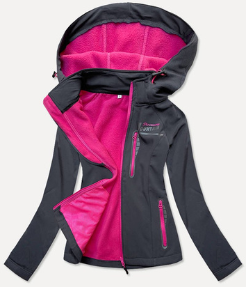 SPORTOWA KURTKA DAMSKA TYPU SOFTSHELL GRAFITOWA (HH027)