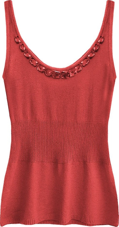 SWETERKOWA BLUZKA NA RAMIĄCZKACH CZERWONA (1104)