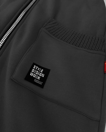 Damska bluza ze swetrowymi wstawkami LHD grafitowa (AMG-172A)