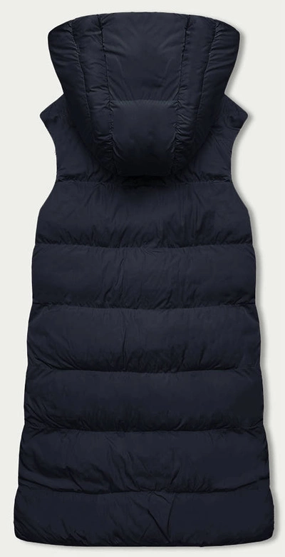 Dwustronny długi bezrękawnik damski granat-czarny (V723)