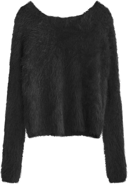 KRÓTKI FUTRZANY SWETER CZARNY (502ART)