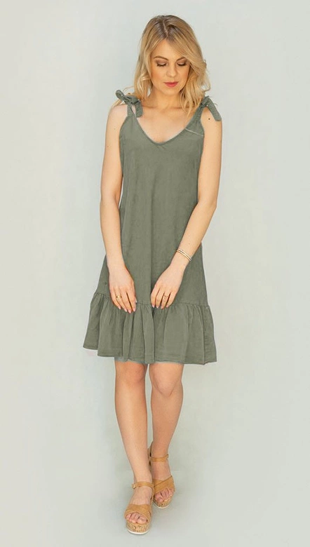 SUKIENKA Z FALBANĄ SZAROZIELONA (393ART)