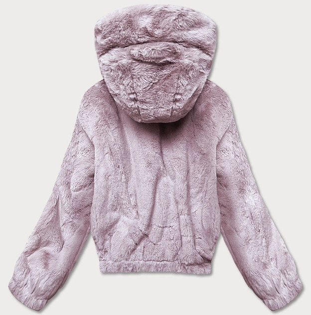 Krótka kurtka damska futro różowa (R8050-81)
