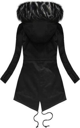 BAWEŁNIANA PARKA ZIMOWA CZARNO-SZARA (7609)