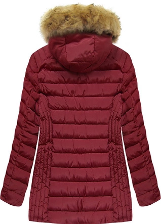 PIKOWANA DAMSKA KURTKA ZIMOWA Z KAPTUREM BORDOWA (B2630-30)
