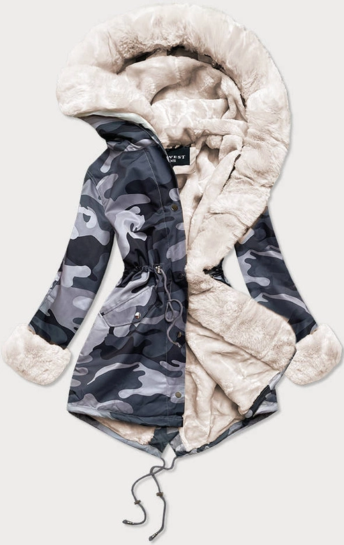 ZIMOWA PARKA DAMSKA MORO SZARO-BIAŁA (B524-70046)