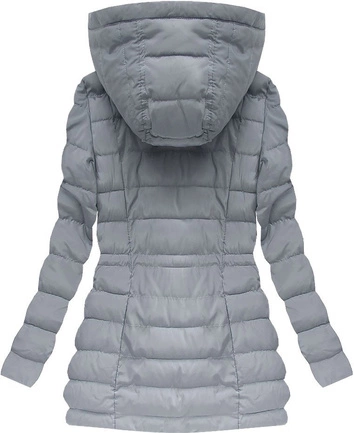 PIKOWANA KURTKA Z KAPTUREM SZARONIEBIESKA (W626)