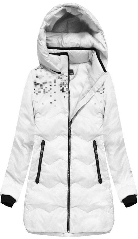 KURTKA Z KAPTUREM I KIESZENIAMI BIAŁA (6005B)