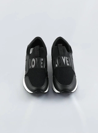 Wsuwane buty damskie z gumką czarne (c1003)