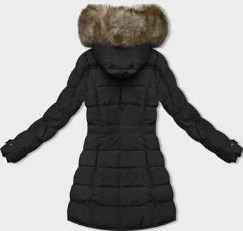 Zimowa kurtka damska z futrzaną podszewką czarna (LHD-23063)