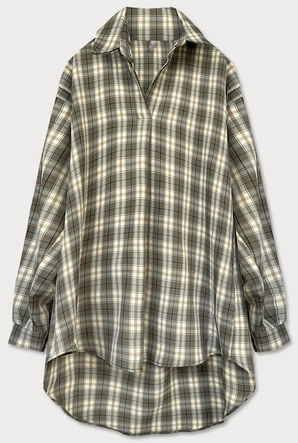 LUŹNA TUNIKA W KRATĘ KHAKI (672/4ART)