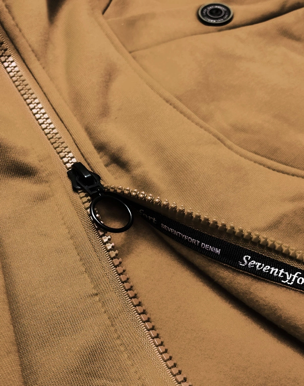 DŁUGA DAMSKA BLUZA SPORTOWA MUSZTARDOWA (AMG816)