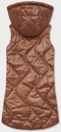 Bezrękawnik damski z kapturem karmelowy (B0129-22)