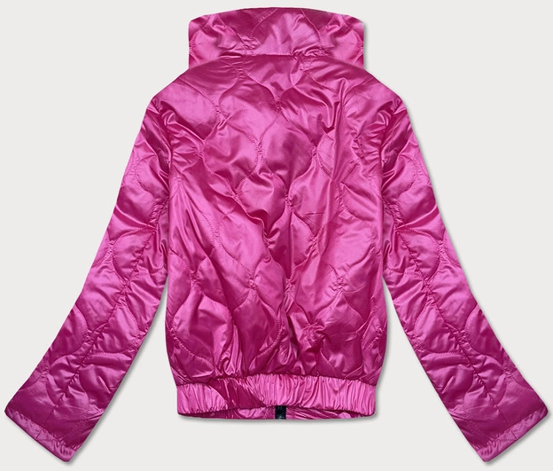 Krótka kurtka damska ze stójką różowa (B8122-83)