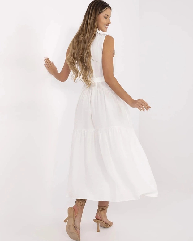 Elegancka sukienka maxi kremowa (A5032)