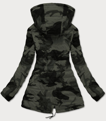DWUSTRONNA PARKA DAMSKA Z KAPTUREM KHAKI-MORO (XW665X)
