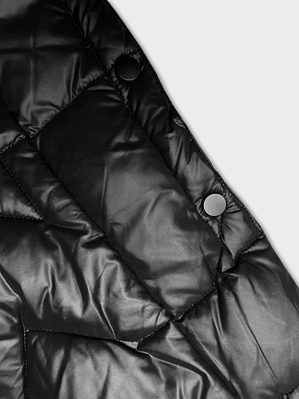 Długa kurtka pikowana damska Glakate czarna (LU-2203)