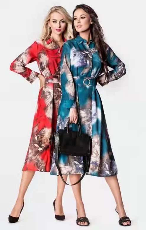 Koszulowa sukienka do połowy łydki Ann Gissy czerwona (XY202113(1))