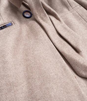 Klasyczny damski płaszcz z domieszką wełny beżowy (2715)