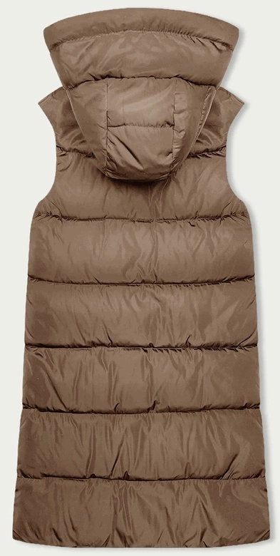 Długa kamizelka damska dwustronna beż-grafit (B8248-12)