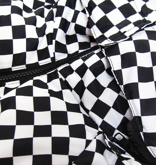 DAMSKA ZIMOWA KURTKA W KRATKĘ GRANATOWO-BIAŁA (701ART)