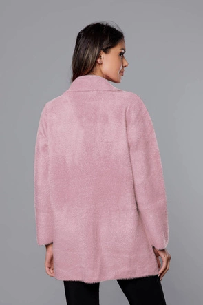 Krótka wełniana narzutka alpaka blady róż (7108-1)