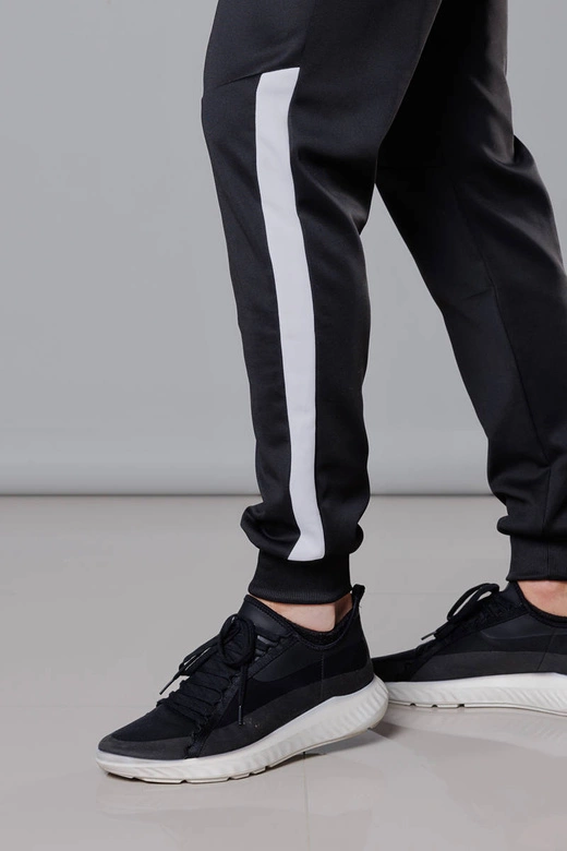 Męskie spodnie dresowe z wstawkami czarny-biały (8K172)