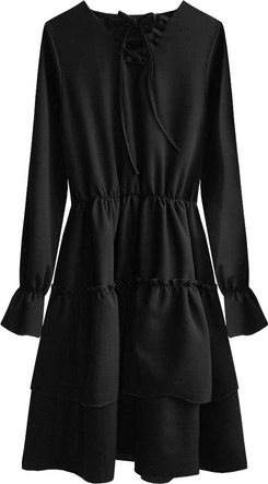 SUKIENKA Z WIĄZANYM DEKOLTEM CZARNA (511ART)