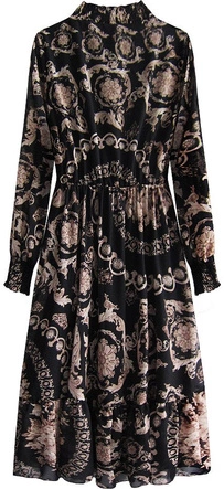 SZYFONOWA SUKIENKA MIDI CZARNA (497ART)