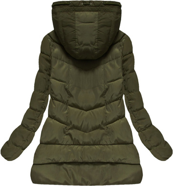 PIKOWANA KURTKA Z KAPTUREM KHAKI (XW589X)