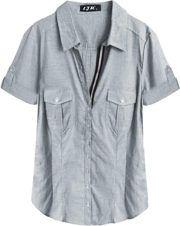 BAWEŁNIANA KOSZULA JASNOSZARA (1610)