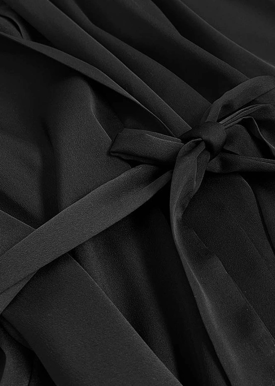 SATYNOWY SZLAFROK DAMSKI CZARNY (660ART)