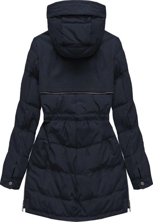 PIKOWANA KURTKA Z PUCHEM NATURALNYM GRANATOWA (8081)