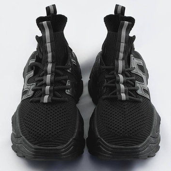 Tekstylne sneakersy damskie czarne (ra16)