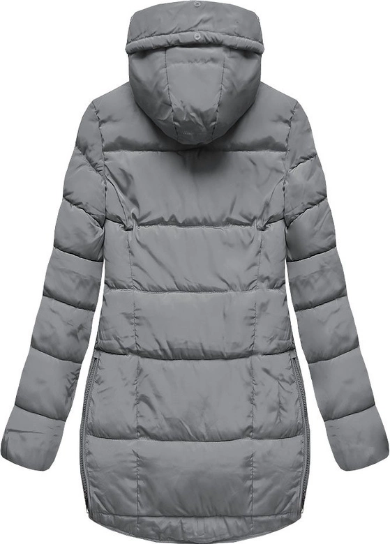 DAMSKA PIKOWANA ZIMOWA KURTKA Z KAPTUREM SZARA (X859X)