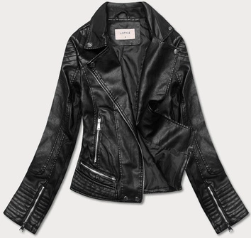 Damska kurtka z ekoskóry czarna (11Z8030)