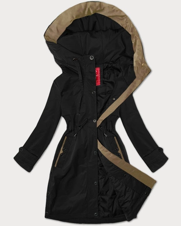 Prosta kurtka damska z kapturem LHD czarna (LHD-24590)