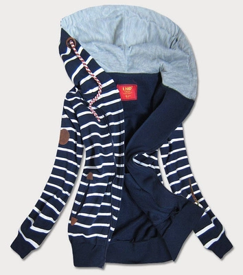 ROZPINANA BLUZA W PASKI GRANATOWA (742)