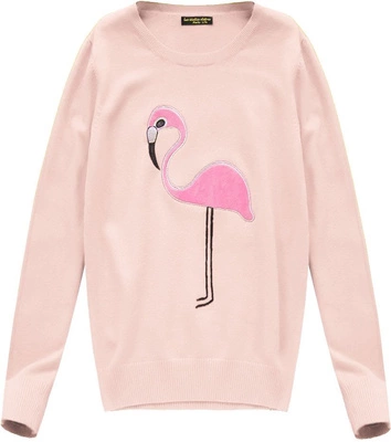SWETER Z FLAMINGIEM ŁOSOSIOWY (P134)