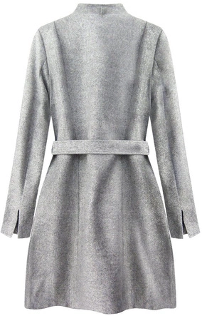 WIĄZANY PŁASZCZ ZE STÓJKĄ SZARY (196ART)