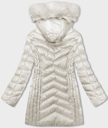 Pikowana przejściowa kurtka damska ecru (5M3162-254)