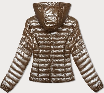 Pikowana kurtka damska z kapturem karmelowa (16M9106-84)