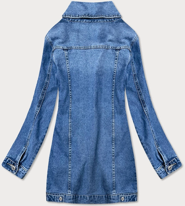 Długa damska kurtka jeansowa oversize niebieska (x-761)
