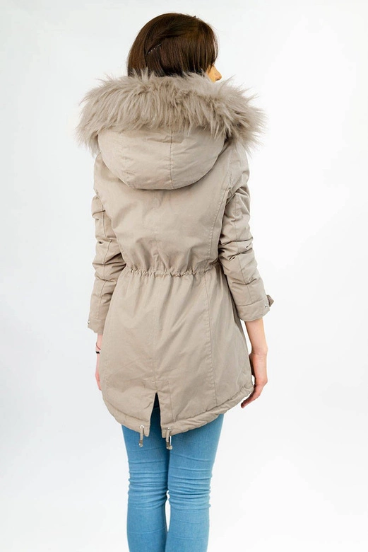 ZIMOWA DAMSKA PARKA Z KAPTUREM BEŻOWA (7617)
