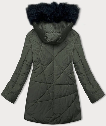 Kurtka zimowa damska z futerkiem khaki (V715)