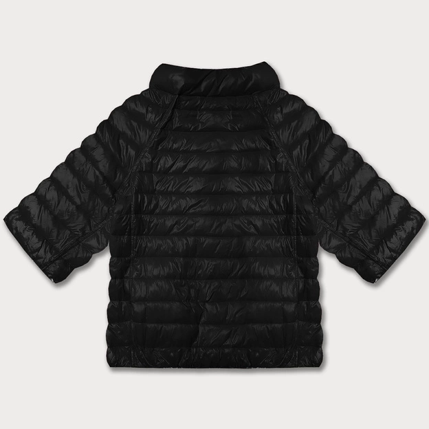 Dwustronna kurtka damska plus size z rękawem 3/4 Minority czarna/kwiaty (M23-7010-1)