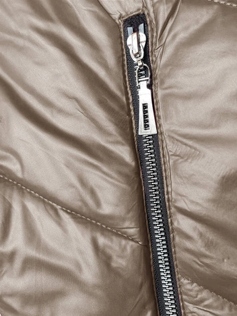 Damska kurtka z ozdobnym kapturem cappuccino (B8227-12)