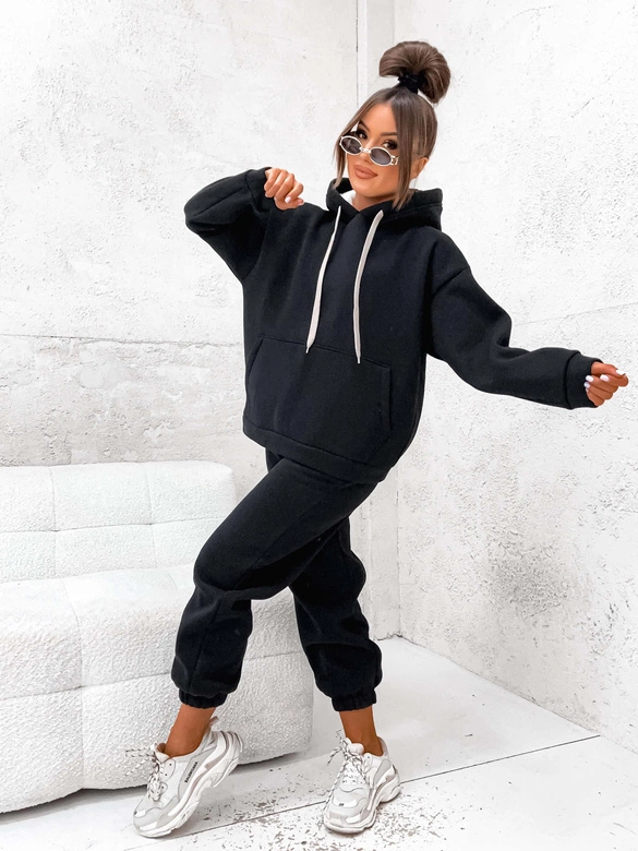 Bawełniany gruby dres damski czarny (82143)