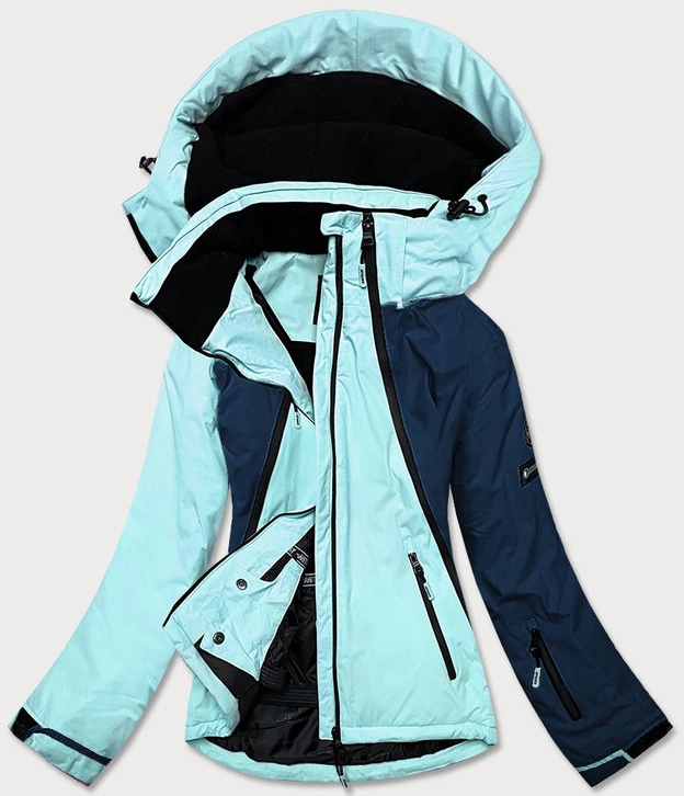 DAMSKA KURTKA ZIMOWA NARCIARSKA MIĘTOWO-GRANATOWA (B2377)