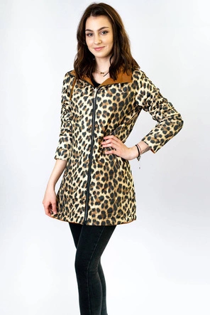 DWUSTRONNA PARKA DAMSKA Z KAPTUREM KARMELOWA (W354)